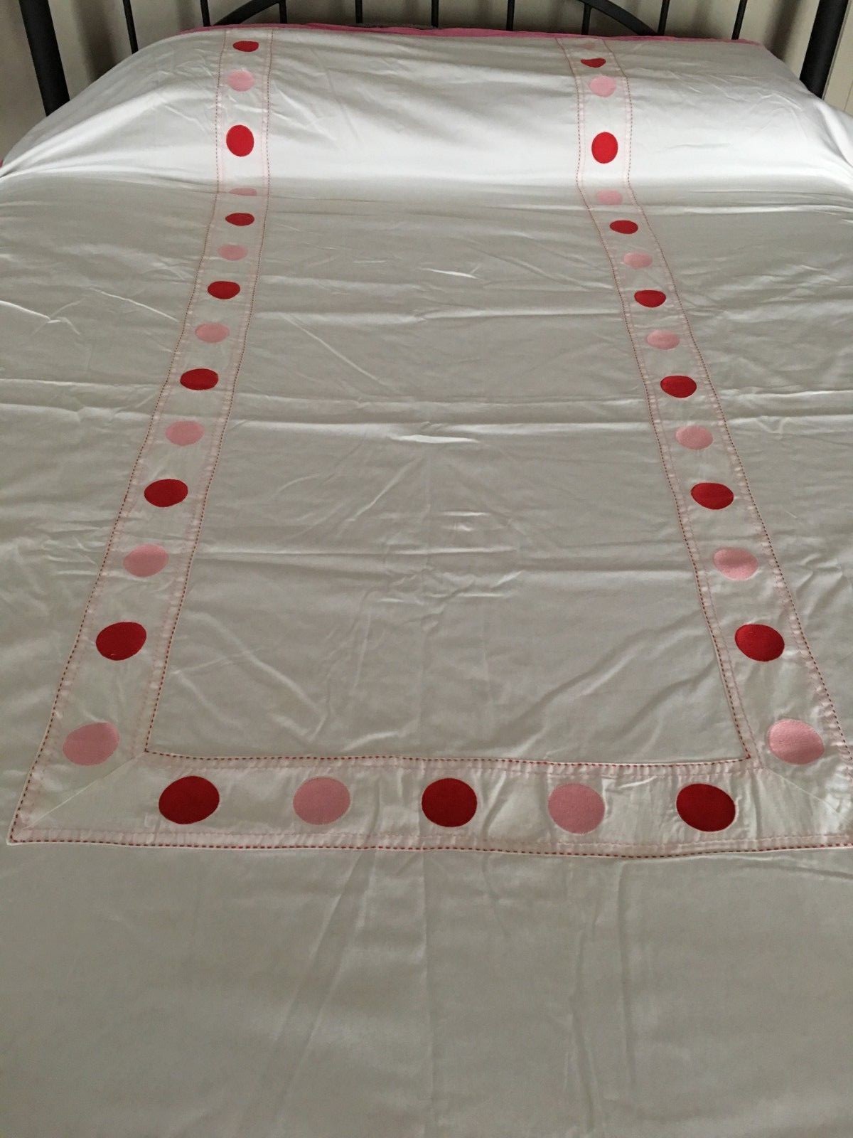 Pottery Barn Kids White Polka Dot Cotton Lined Duvet Cover Red Pink Dots