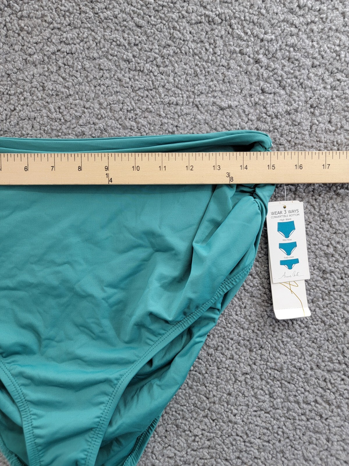 Anne Cole Plus Size Live In Color High-Waist Swim Bottoms Womens 16W Ocean Green - Picture 5 of 17