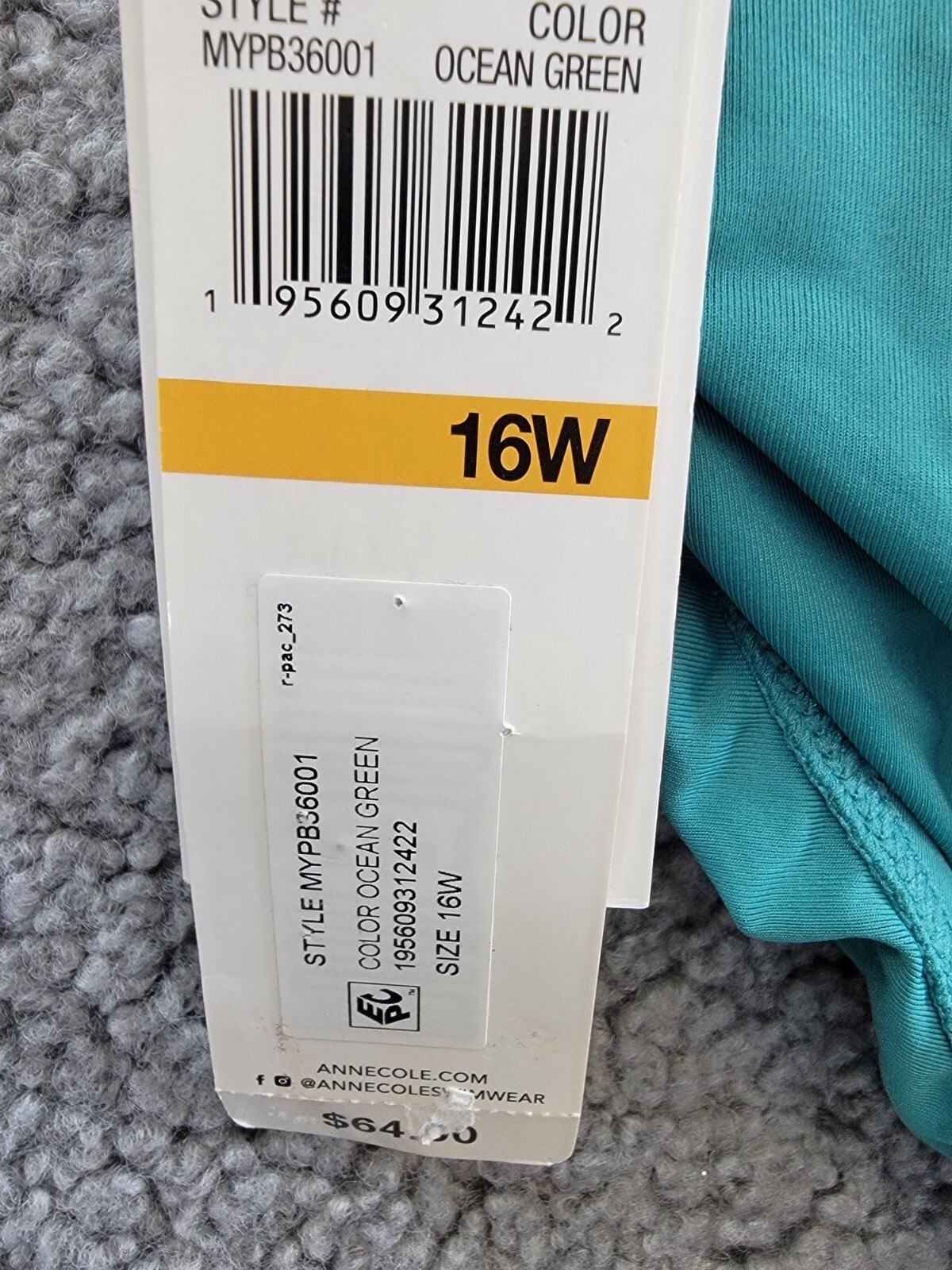 Anne Cole Plus Size Live In Color High-Waist Swim Bottoms Womens 16W Ocean Green - Picture 17 of 17