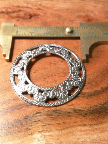 1pc Vintage frame stamping large domed round silver plated