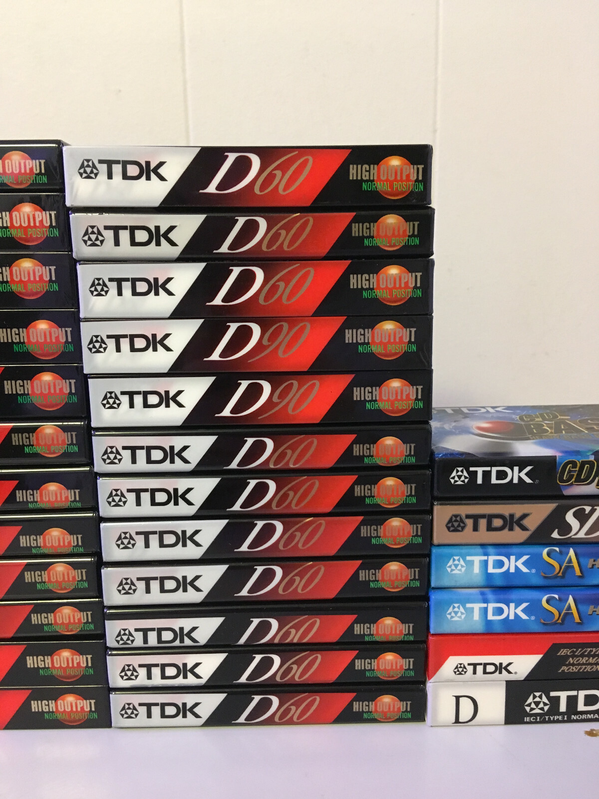 Lot of 42 NOS Blank Cassette Tapes - TDK D - TDK SA - TDK SD - TDK CD Bass