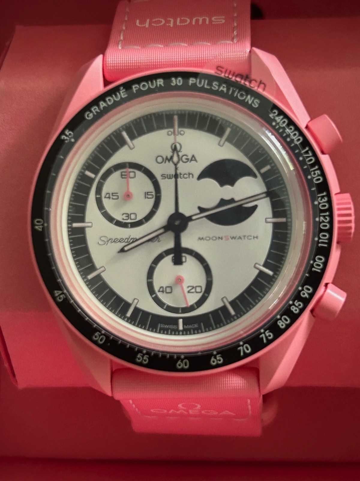 時計 Swatch Mission to the Pink Moonphase MISSION TO THE PINK MOONPHASE - Bioceramic MoonSwatch Collection