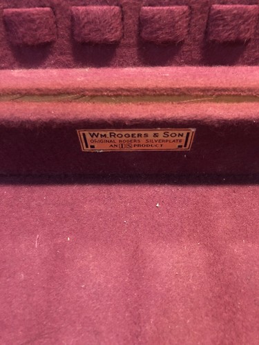 Vtg Empty Wood Silverware Storage  Case Chest Maroon  Inside WN Rogers & Son