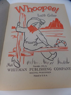 Vintage Coloring Books Whitman 1951 Play Day & 1954 Western Whoopee!