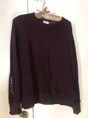 Sundry Crew Neck Burgundy Sweatshirt Size 0 Le T Aime (I Love You) Embroidery