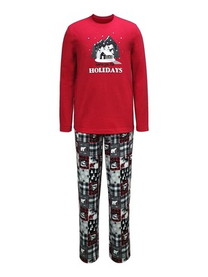 FAMILY PJs Мужская красная футболка на шнурке Топ Прямые брюки Пижамы XXL