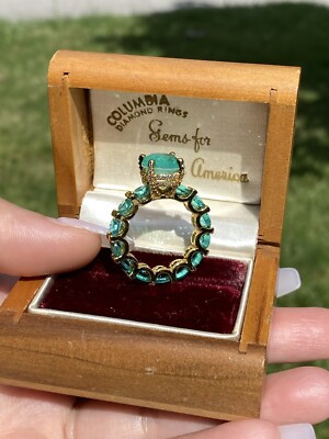 100% GENUINE COLOMBIAN EMERALD MULTI GEMSTONE RING, ETERNITY BAND, LADY AMERICA 