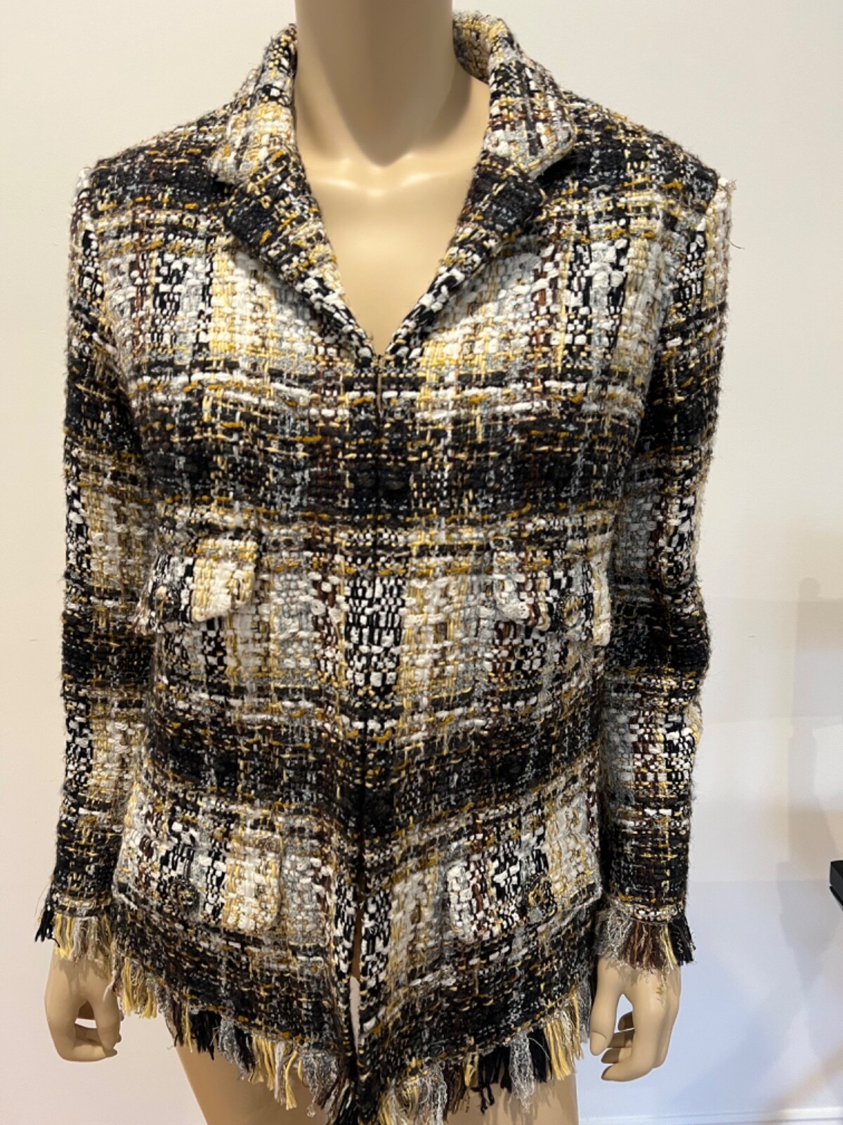 CHANEL 19A TWEED PLAID CC LOGO BUTTONS JACKET FR36 US4 | eBay
