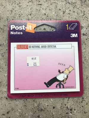 NOS 1996 Dilbert 3M Post-it Notes - Do Nothing, Avoid Criticism - Fast Ship