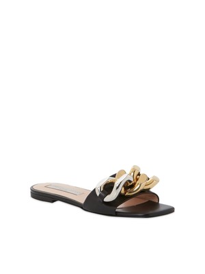 STELLAMCCARTNEY/ женские черные босоножки без шнуровки с цепочкой Falabella, размер 37,5