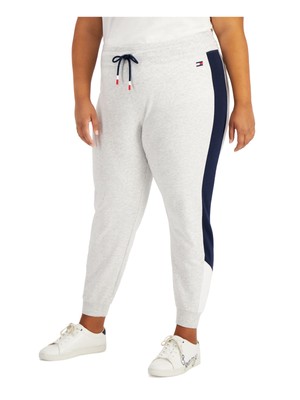 TOMMY HILFIGER SPORT Женские серые брюки для активного отдыха с манжетами и шнурком Plus 3X