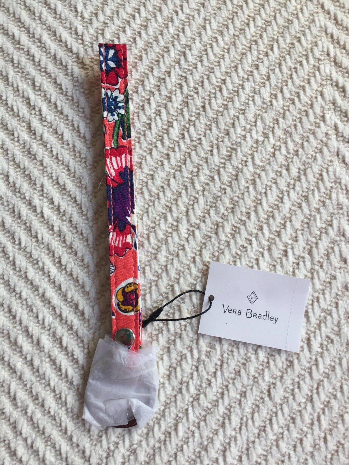 Vera Bradley Iconic In the Loop Keychain NWT Coral Floral MSRP $18 Easter Gift