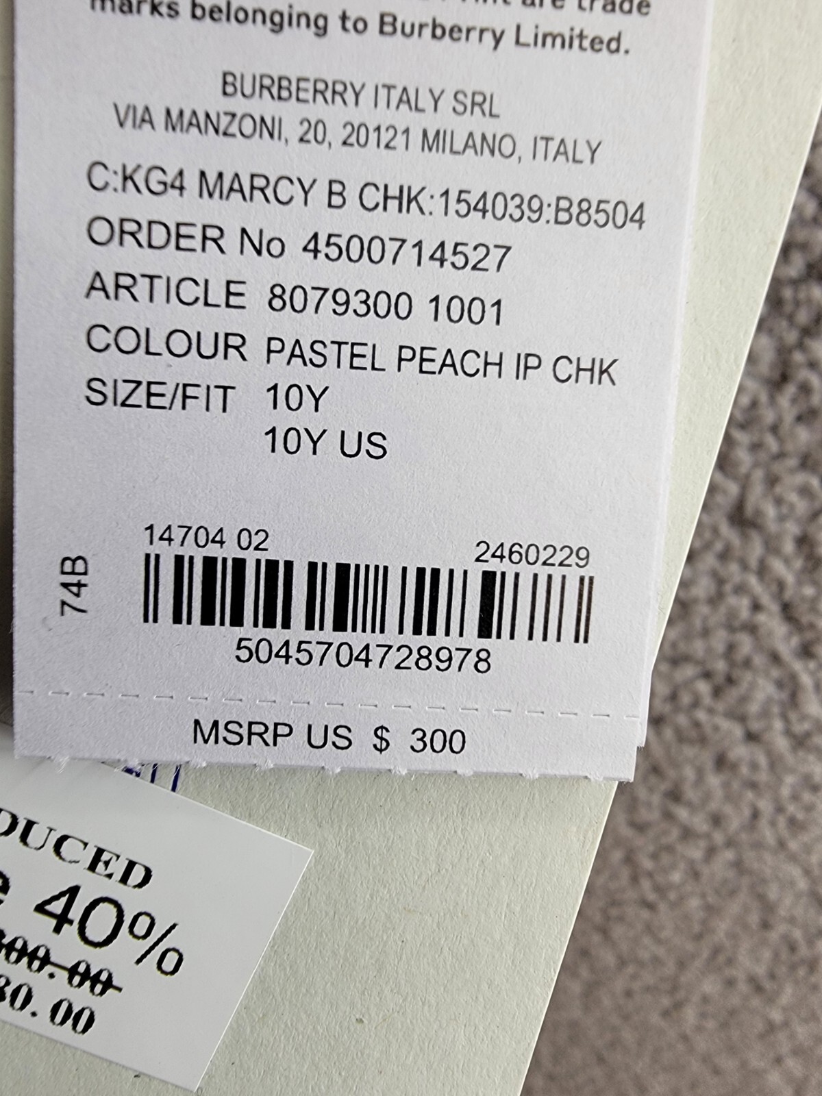 Burberry Marcy Check Shorts Girls 10Y Pastel Peach Elastic Waist Pull On - Picture 16 of 16