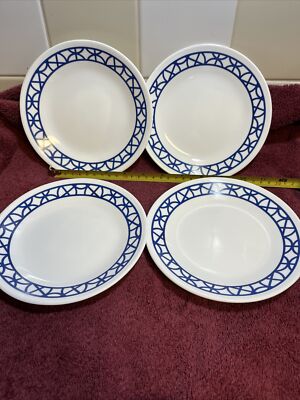 Set Of 4 Corelle COBALT CIRCLES Bread/Dessert Plates NEW 