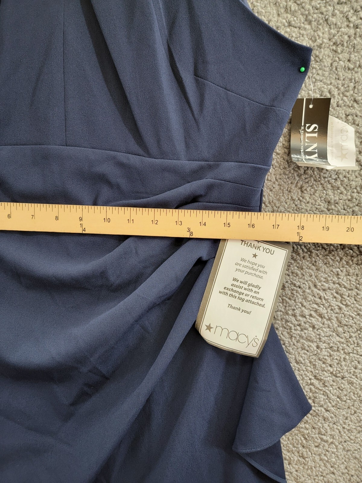 SLNY Twisted-Neck Tulip-Hem Dress Women's Navy Sleeveless Zip/Hook & Eye - Picture 6 of 16