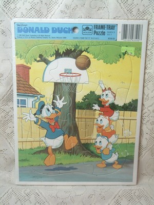 Lot of 2 NEW Unused Vintage Small & Large Frame Tray Puzzle Golden Donald Duck S