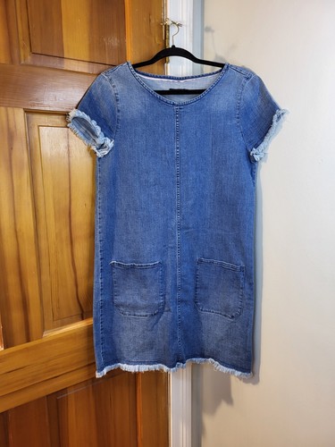 max denim dress Jeans Women's Sheath Midi Blue Sz M Sleeveless Shop 2026 Prom Dresses fringe evening gown up to the waist Size:US10.5 / UK9.5 / EU44
