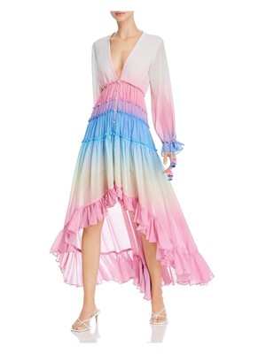 

ROCOCO SAND Женское белое платье с завязками на пуговицах спереди и длинными рукавами, Белый