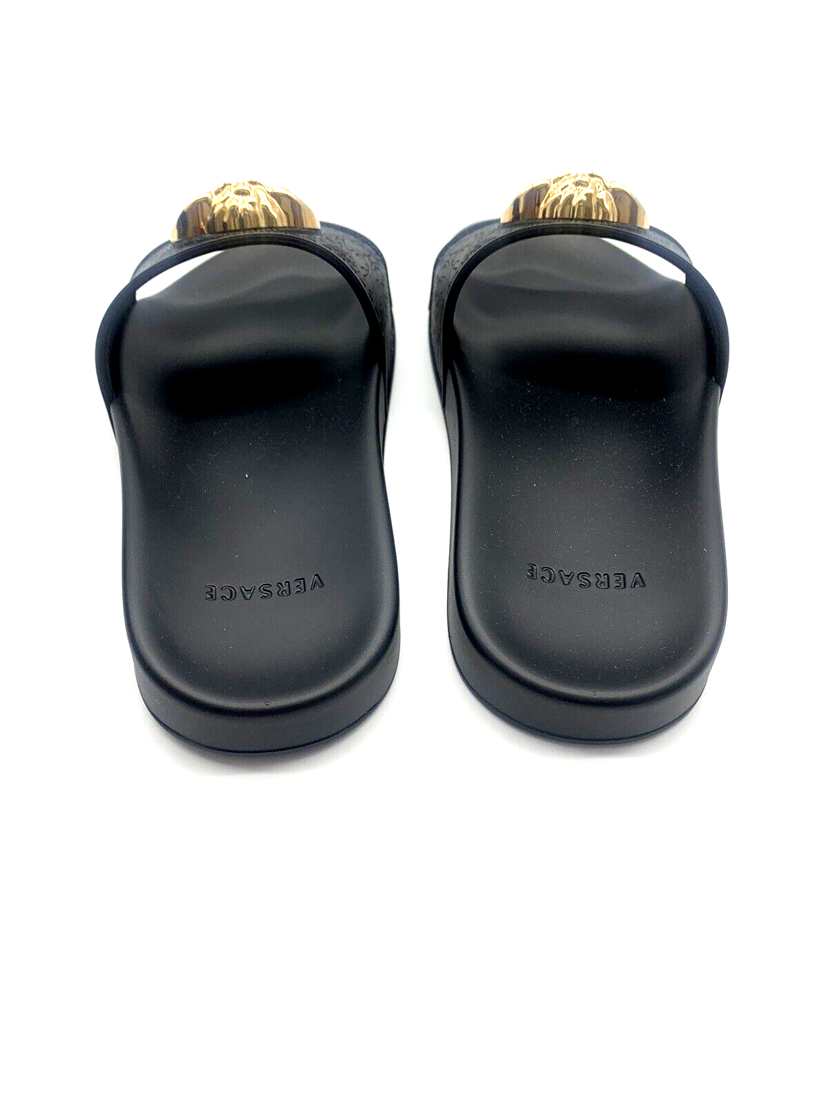Pre-owned Versace Auth  Medusa Rubber Pool Slides Sandals Size 8 Us In Black