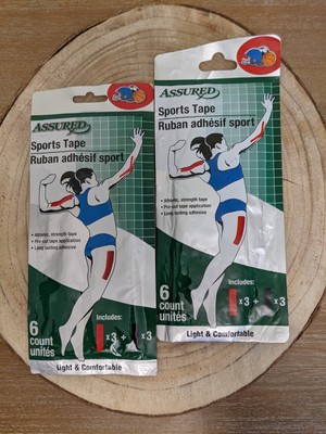 2 packs - Assured Sports Tape Pre-cut Athletic Tape Application Long Lasting 