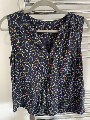 Womens Vero Moda blue floral Blouse Sleeveless Top Size Small BNWT