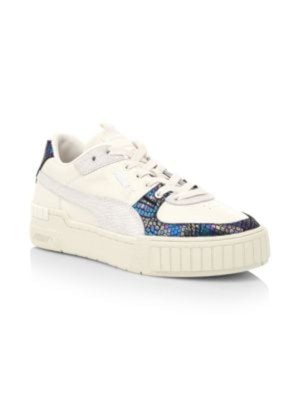 

Женские кожаные спортивные кроссовки PUMA White Logo Cali с круглым носком на платформе, Белый, 37435101