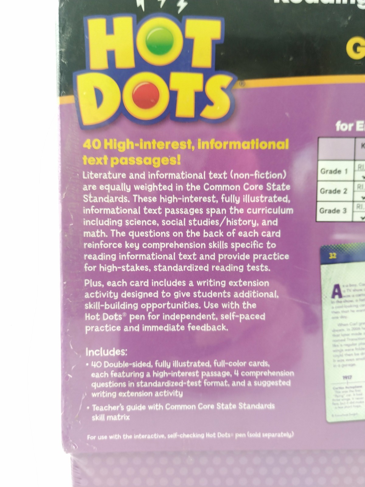 HOT DOTS Reading Informational Text Cards Grade 1, 2, and 3 Educational Insights