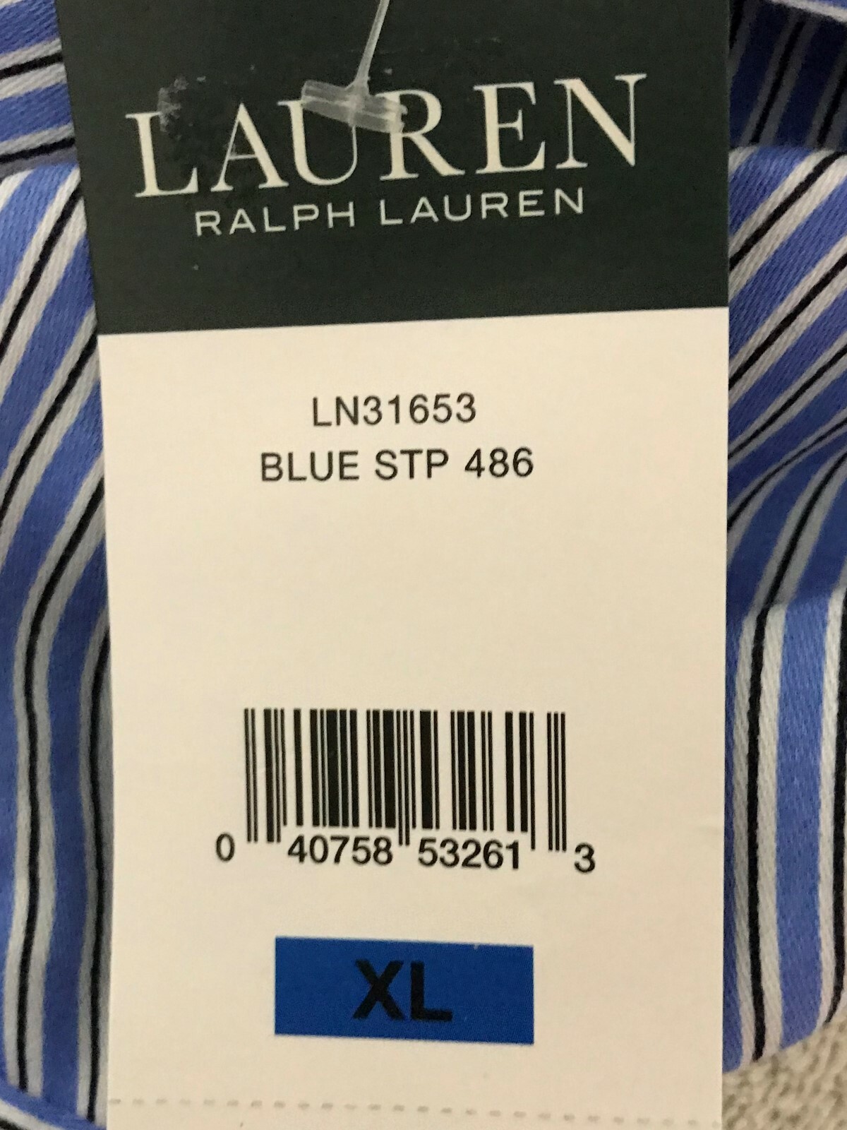 Ralph Lauren Sleep Shirt Ladies Blue Stripe Size XL NWT Long Sleeve Cotton Blend