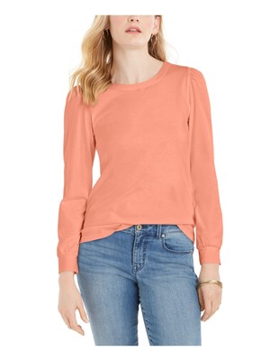 

CHARTER CLUB Женский оранжевый эластичный плиссированный топ с длинными рукавами и вырезом под горло