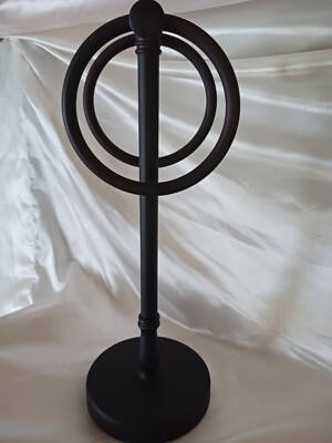 14'' Double Ring Towel Holder Stand-Very Dark Brown