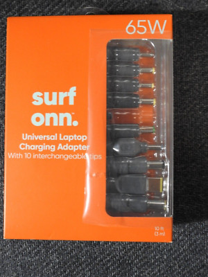 Surf Onn. 65W Universal Laptop Charger with 9 Interchangeable Tips
