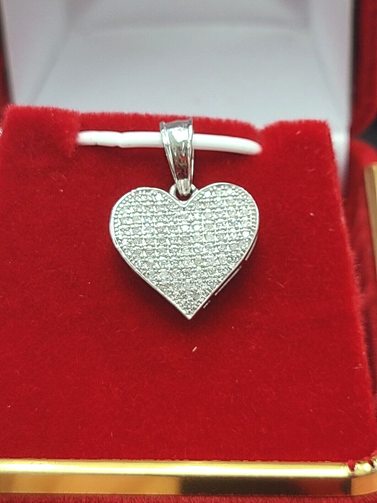 Pre-owned Handmade Deal 0.25ct Genuine Natural Round Diamond Heart Pendant Charm 10k Gold 20mm In I