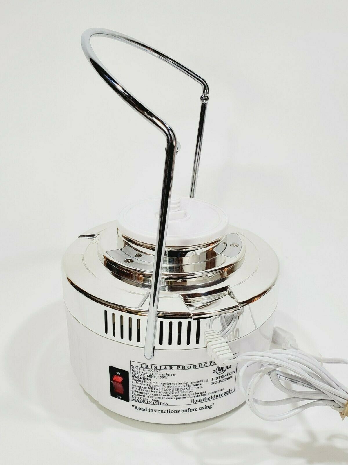 Jack LaLanne's Power Juicer White Base Only Model CL003AP Replacement