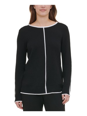 

CALVIN KLEIN Женский черный свитер с длинным рукавом и круглым вырезом