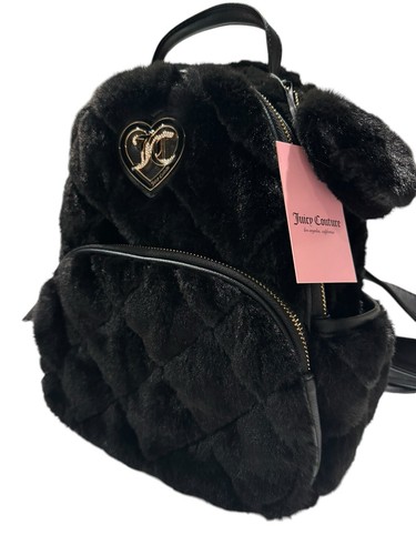 JUICE COUTURE Black Fuzzy “Let's Get Cozy” FUR Mini 12x10x5