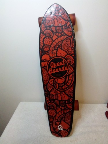 Quest inked Fishtail Cruiser Board Skateboard 27-Inch Hard to find LED Wheels !!