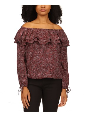 MICHAEL MICHAEL KORS Женский черный топ без подкладки с эластичными завязками на манжетах, Petites P\XS