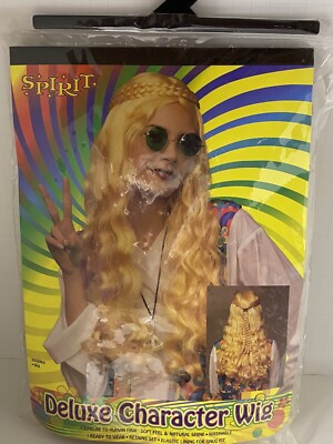 Deluxe Character Costume Wig by Spirit Halloween 70 Hippie Blonde Hair Braid A5