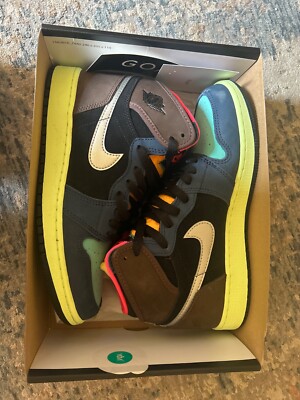 AIR JORDAN 1 Retro High OG GS BAROQUE BROWN/RACER PINK-BLACK SIZE 7Y