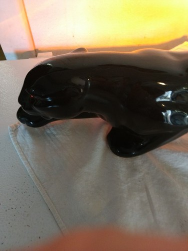 Vtg Mid Century Modern Eames Black Panther TV Ceramic Lamp Sleek Minimalist 21