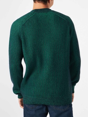 Pre-owned Mc2 Saint Barth Man Green Half-turtleneck Ribbed Sweater