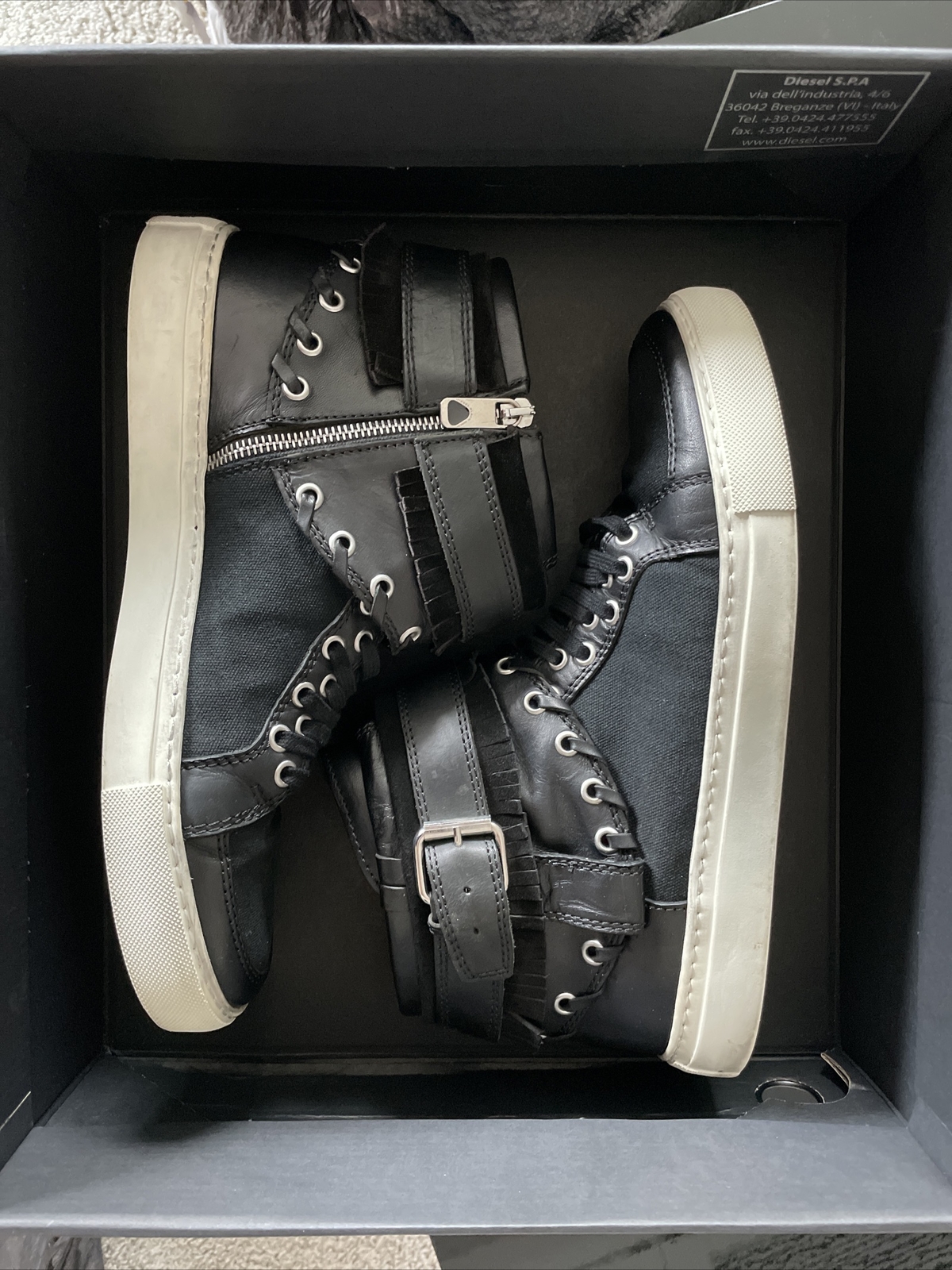 diesel black gold high top sneakers