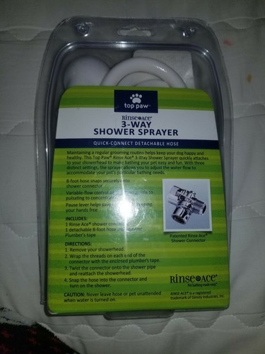 NEW TOP PAW Rinse Ace 3-way Shower Sink/Outdoor Sprayer 8 foot Detachable Hose
