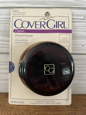 Vintage Cover Girl Clean Noxzema Pressed Powder Compact Buff 3 Golden Beige NOS