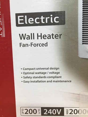 Fahrenheat FFC2048 200W 240V Fan Forced Wall Mount Heater Thermostat Use