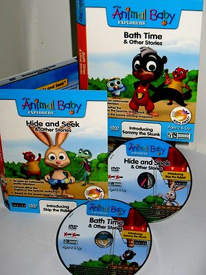 Wild Animal Baby, 2 DVD Set NEW! Explorers Bath Time, Hide