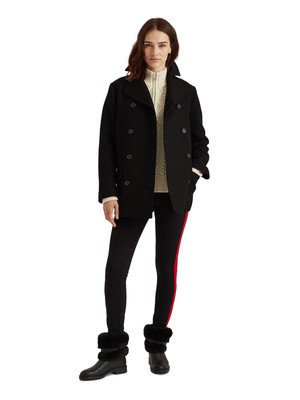 

RALPH LAUREN Женская черная двубортная зимняя куртка-бушлат на пуговицах, Черный, 200851773001