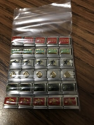 Italian charms mixed wholesale lot 30 pieces enamel - Laser links K0015