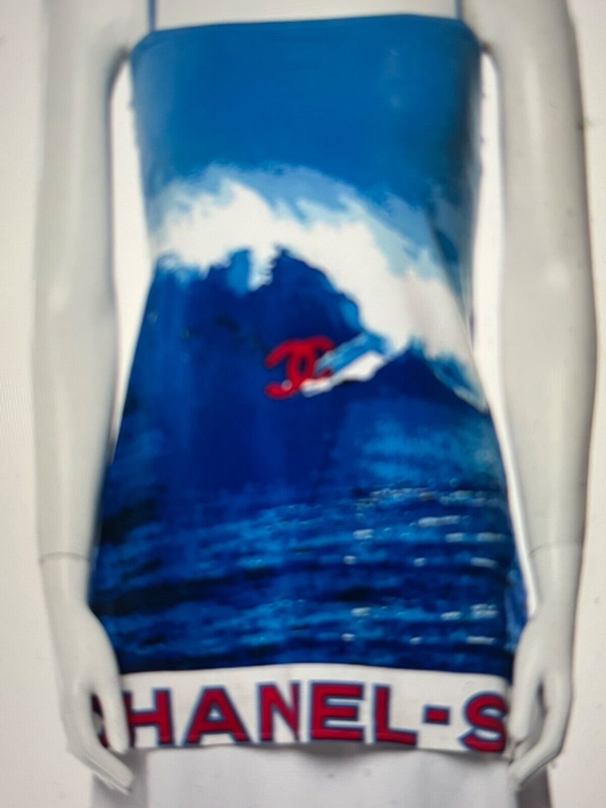 CHANEL 02S SURF VINTAGE BLUE WHITE DRESS RED CC LOGO CHANEL CHANEL 02S SURF VINTAGE BLUE WHITE DRESS RED CC LOGO CHANEL