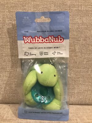 New! WUBBANUB Pacifier Green Turtle 0-6 Months Infant Plush Soother Sealed Pkg